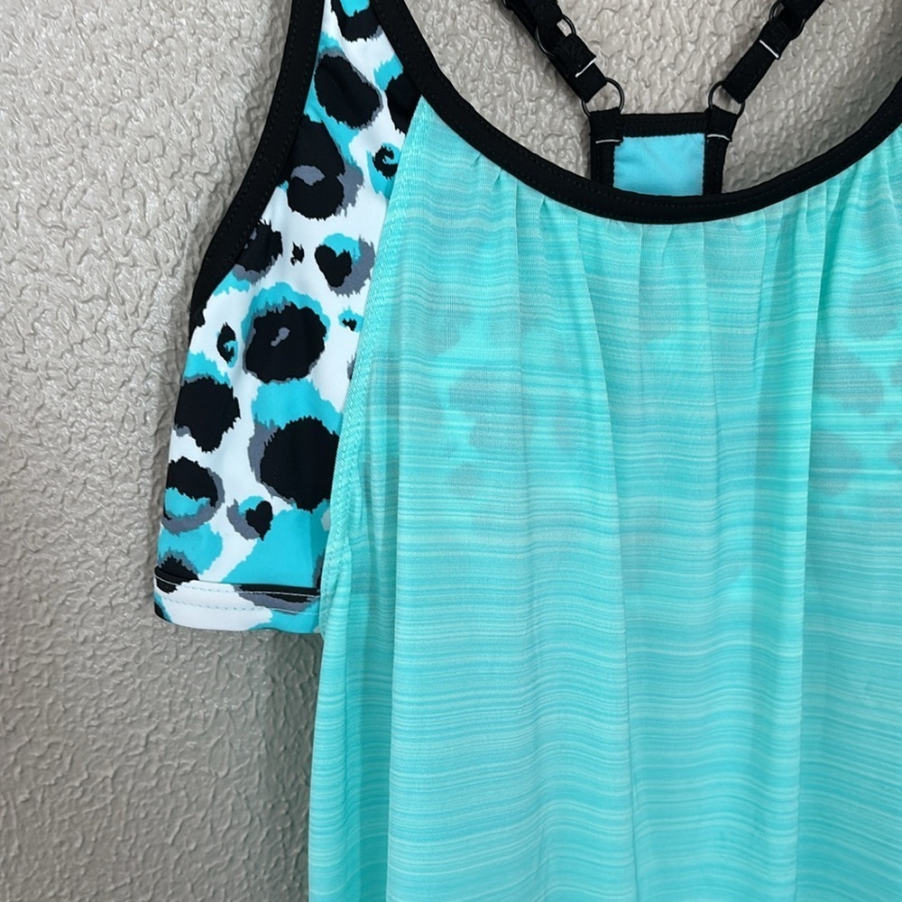 Women’s Swim Tankini top, Size Large, Blue, Animal Print - Picture 2 of 9
